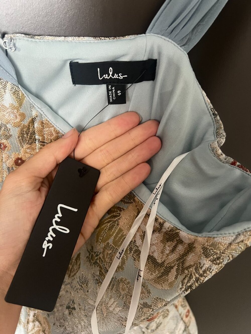 *NWT* Lulus Captivating Personality Light Blue Jacquard Bustier Mini Dress Small - Picture 6 of 6